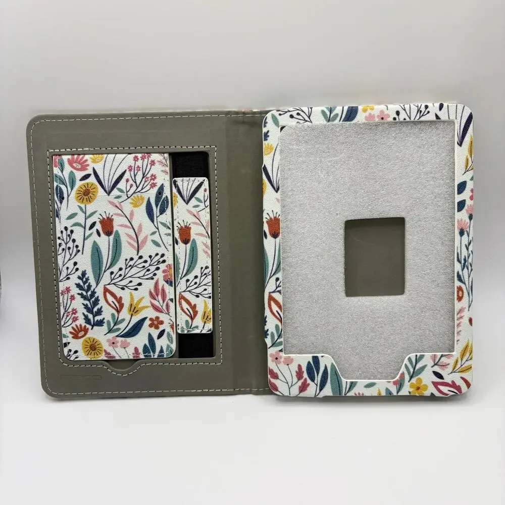 Kindle Paperwhite Case 6.8 by MOKO For 11th Generation, White Multicolor Flowers